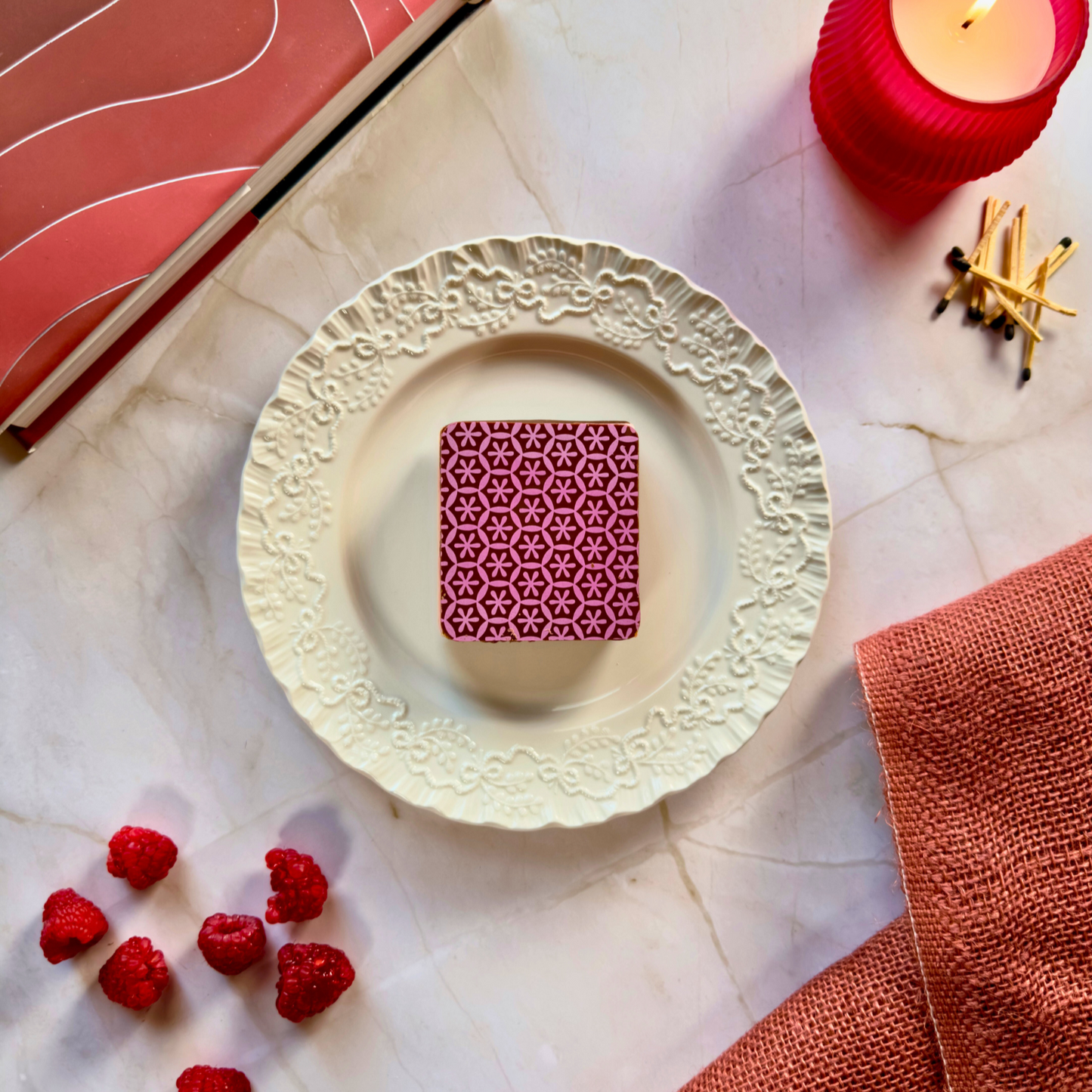 Dark Chocolate Raspberry Fudge Block